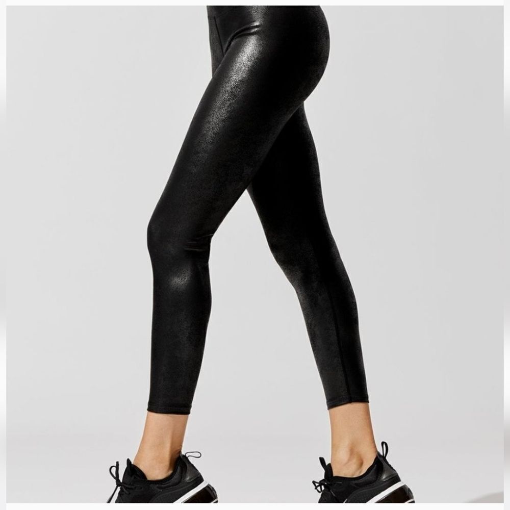 Carbon38 Faux Leather Leggings 7/8 In Black Size Large